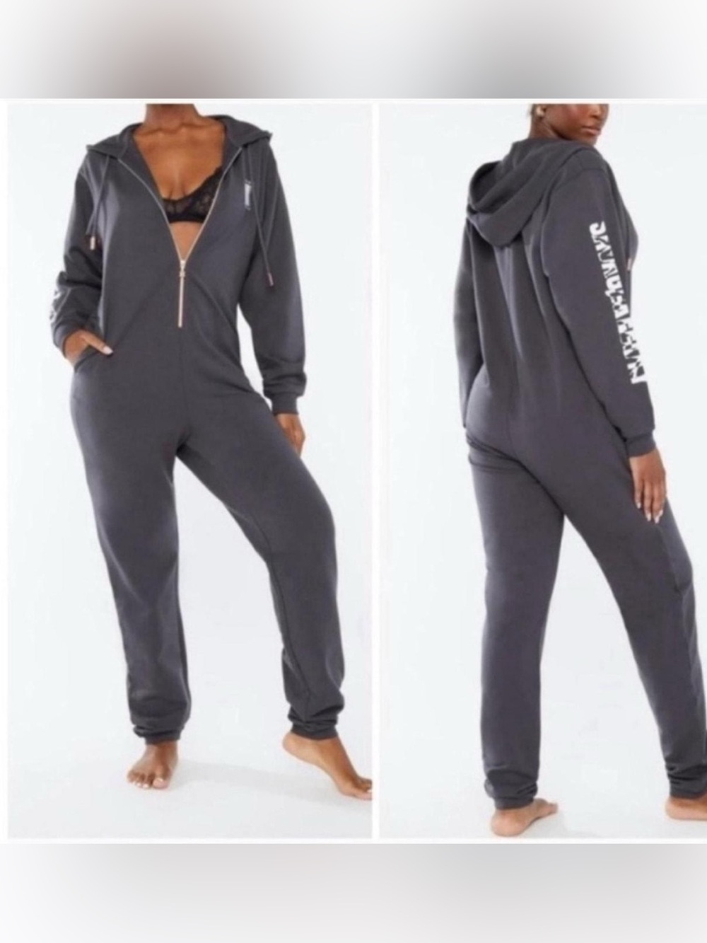 Savage FENTY size small Dark Gray Hooded Onesie Jumpsuit